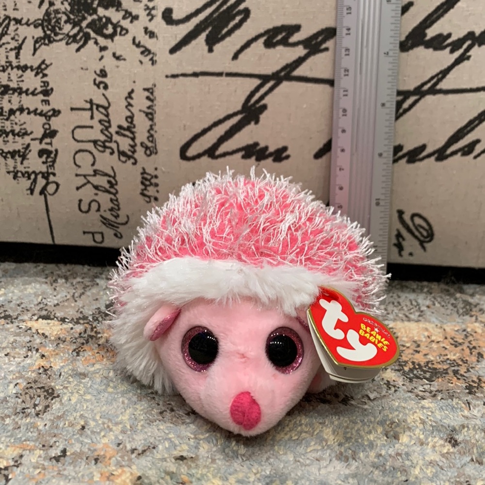 “Mrs. Prickly” Hedgehog Beanie Baby Ty Toy; about 6cm tall; Brand New with Tags